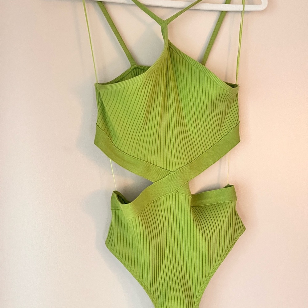 Zara Vibrant Green Ribbed Bodysuit